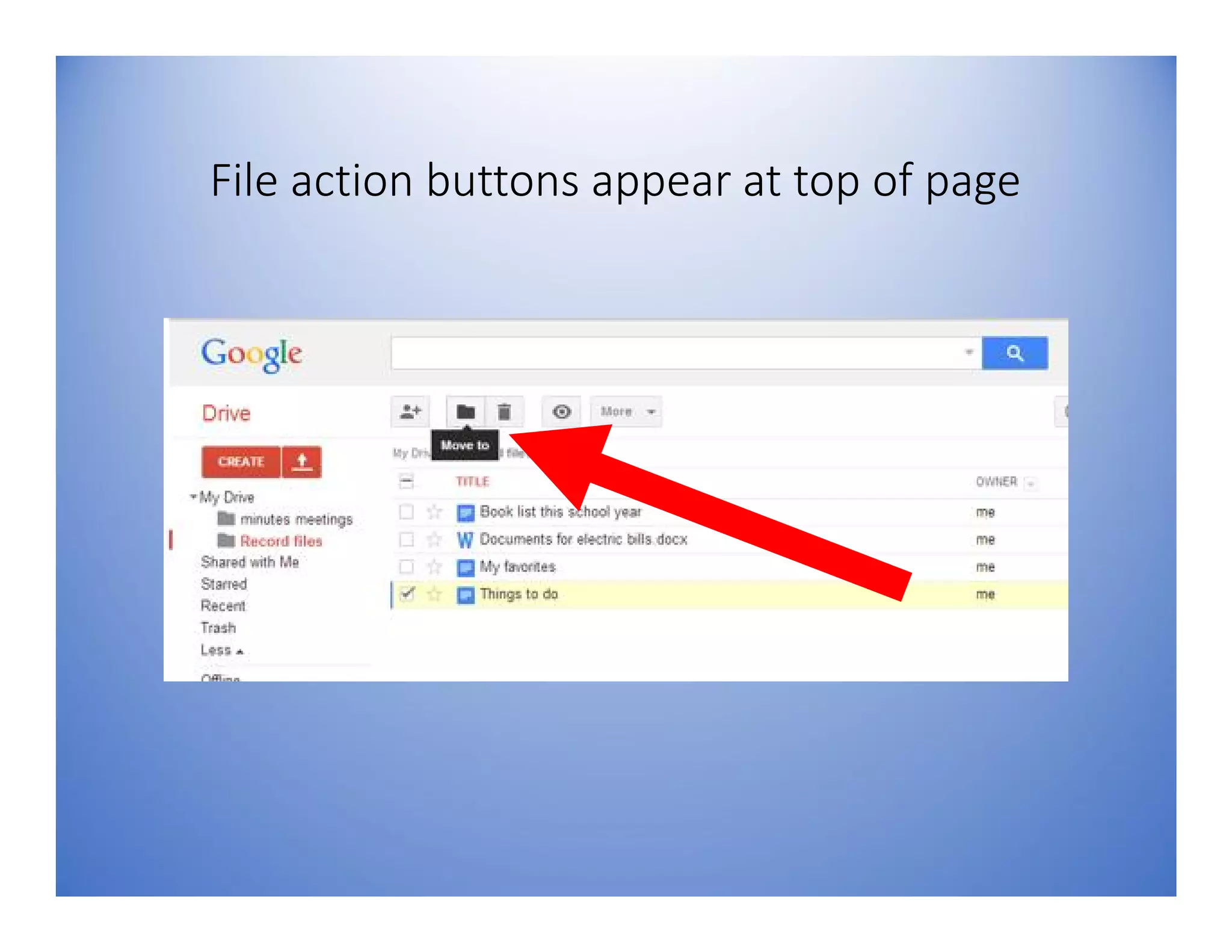 File action buttons appear at top of page
 
