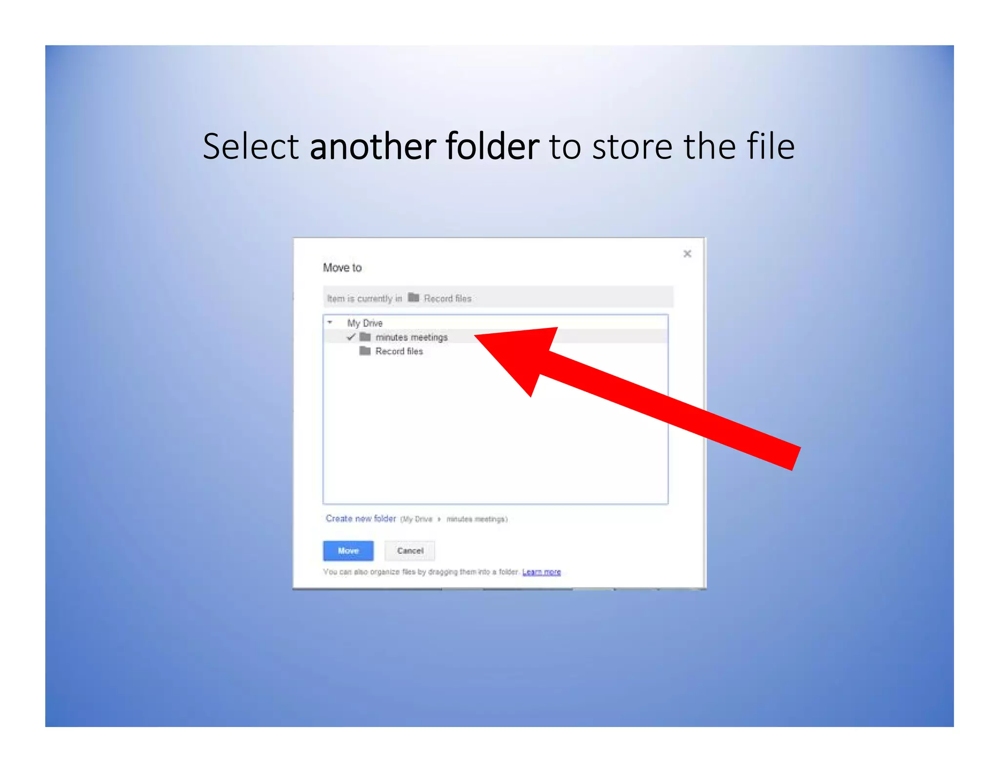Select another folder to store the file
 