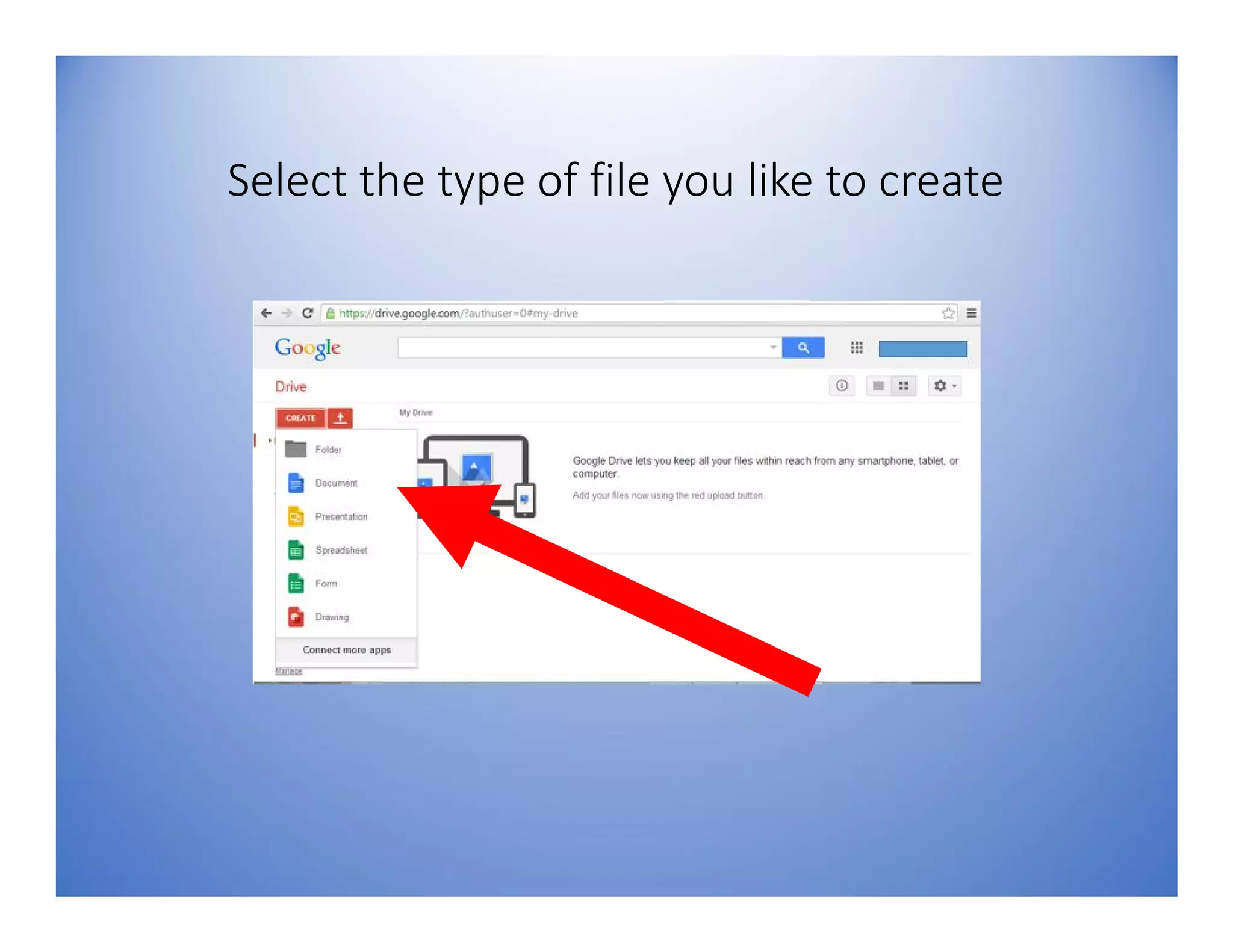 Select the type of file you like to create
 