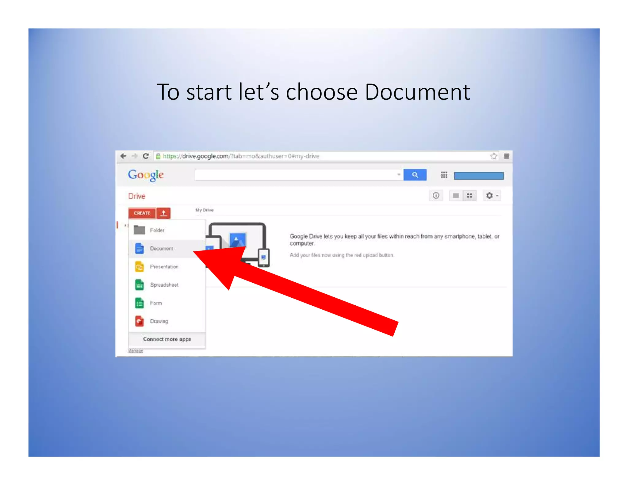 To start let’s choose Document
 