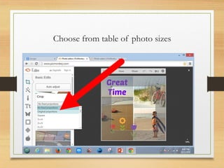 Choose from table of photo sizes
www.maritatria.com
 