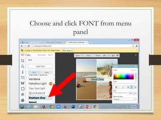 Choose and click FONT from menu
panel
www.maritatria.com
 