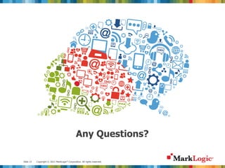 Slide 15 Copyright © 2012 MarkLogic® Corporation. All rights reserved.
Any Questions?
 