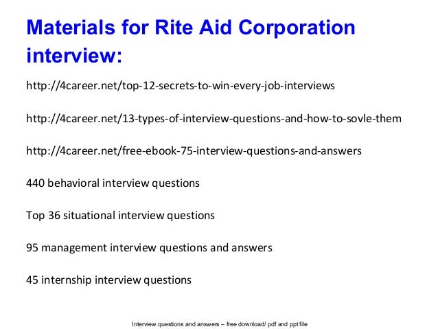 rite aid career mapping Rite Aid Corporation Interview Questions And Answers