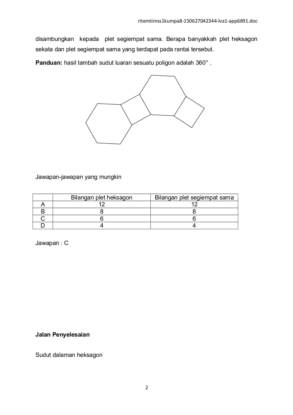 CONTOH SOALAN  ITEM TIMSS 8