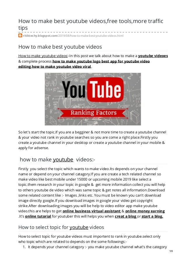 Ritiktechy Blogspot Com How To Make Best Youtube Videosfree Toolsmore