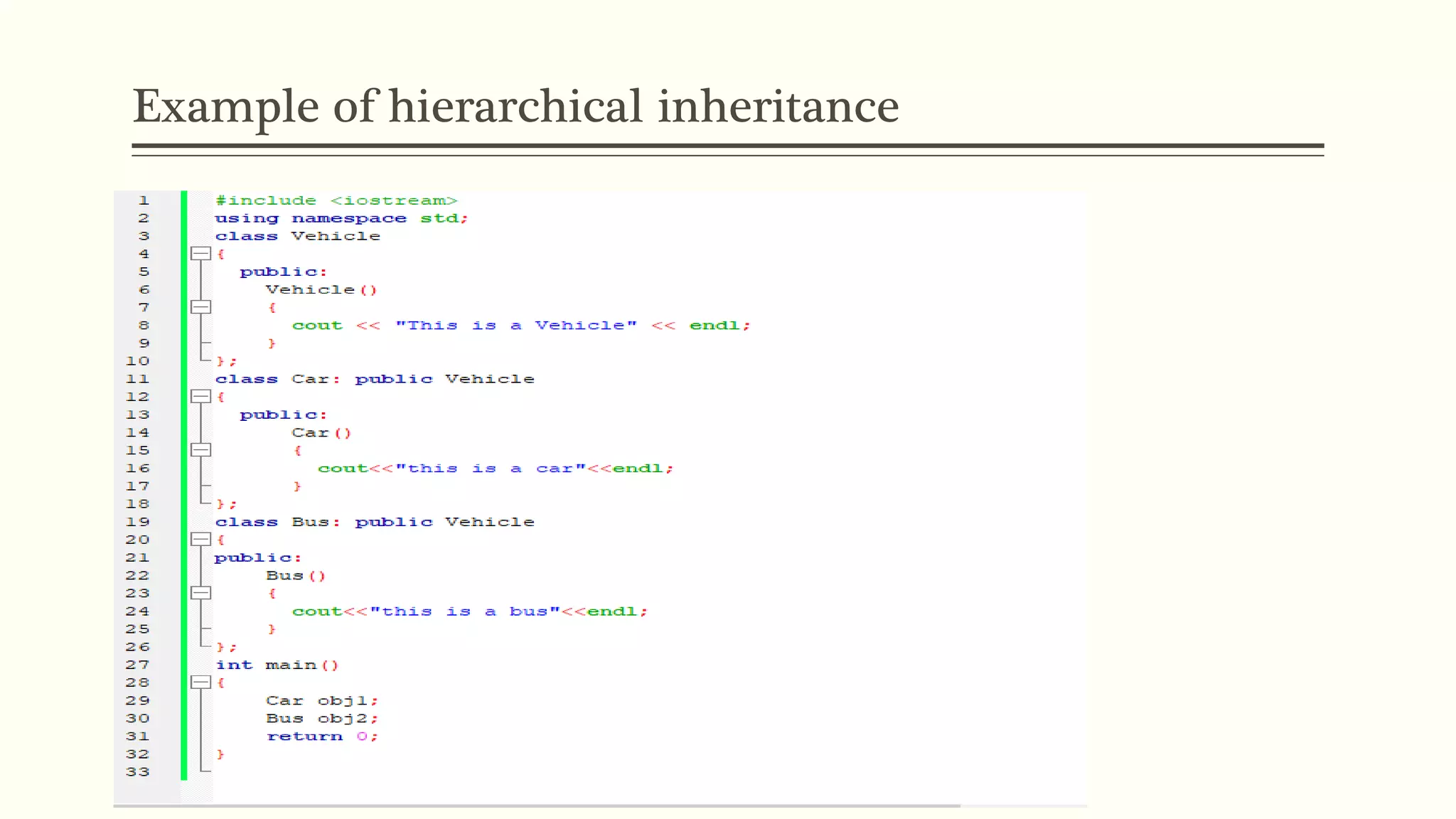 Example of hierarchical inheritance 
