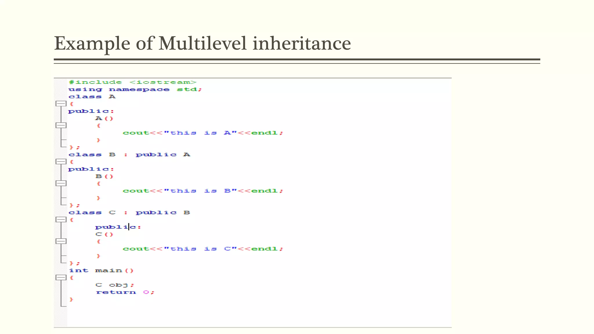 Example of Multilevel inheritance 