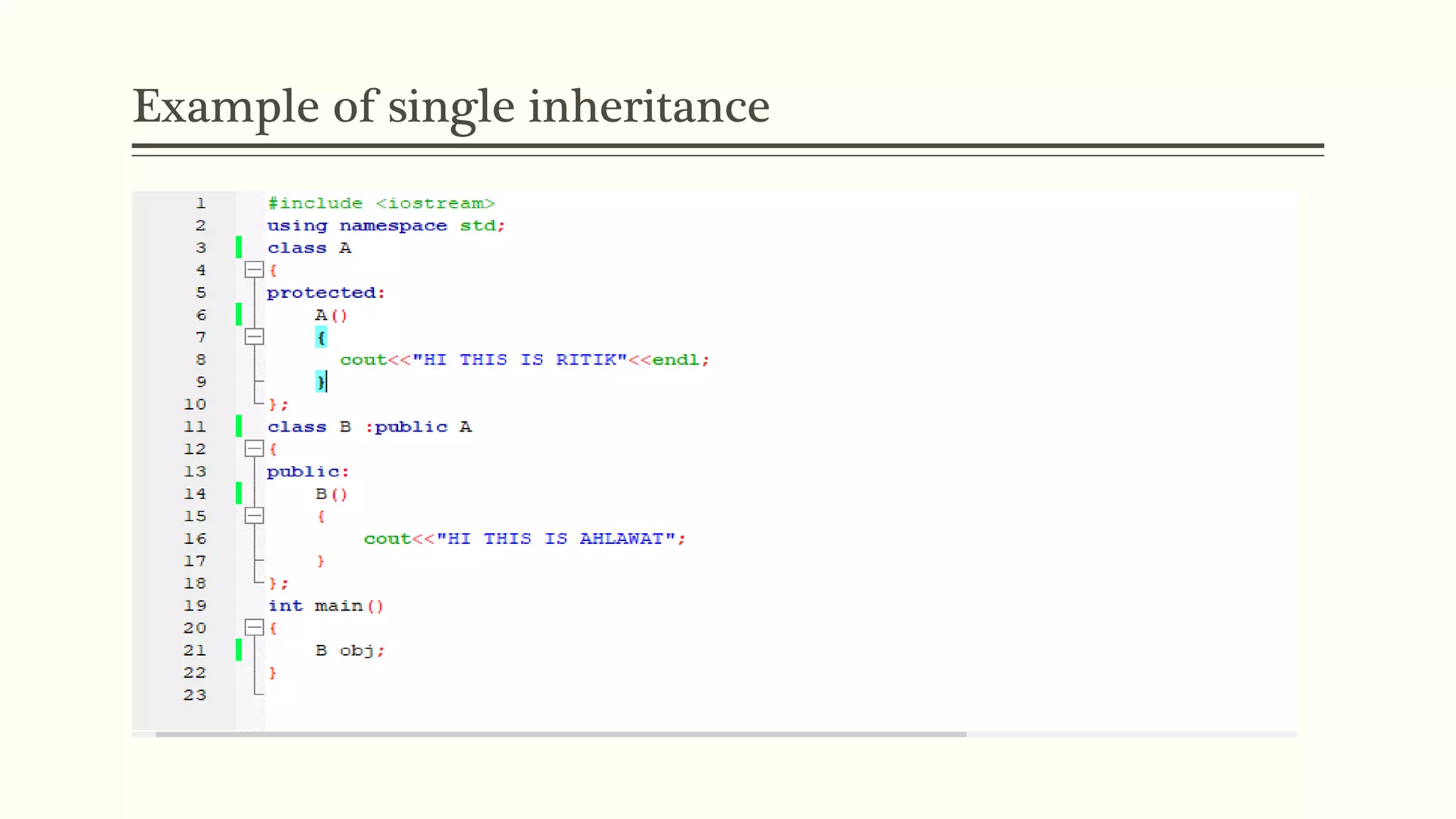 Example of single inheritance 