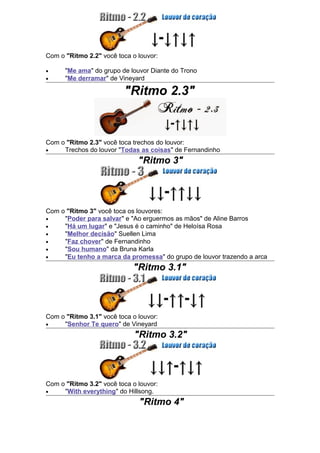 Setas que indicam a batida do ritmo no violão