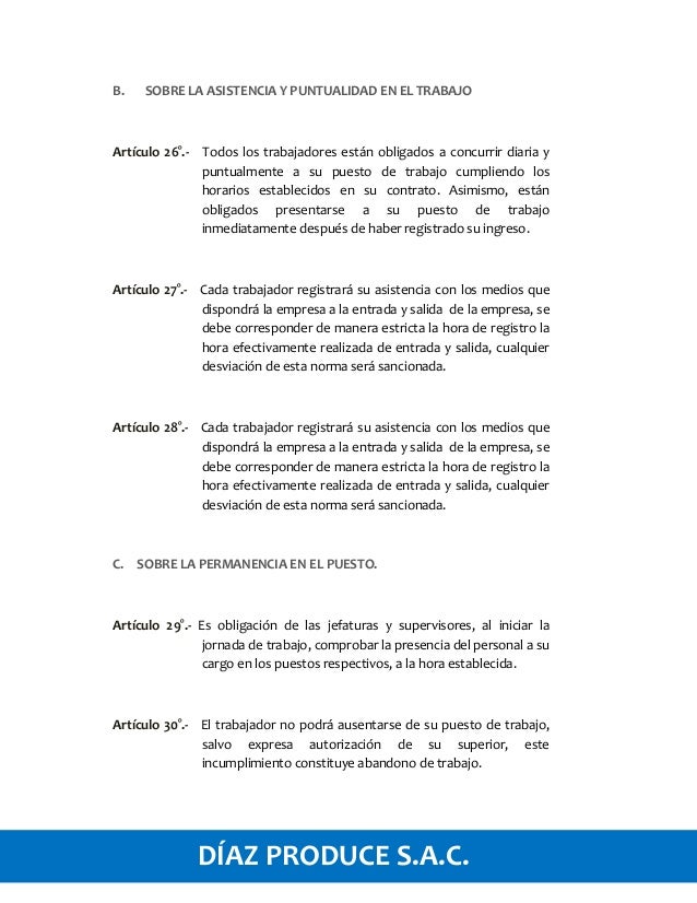 reglamento de trabajo