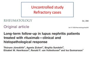 Uncontrolled study
Refractory cases
 