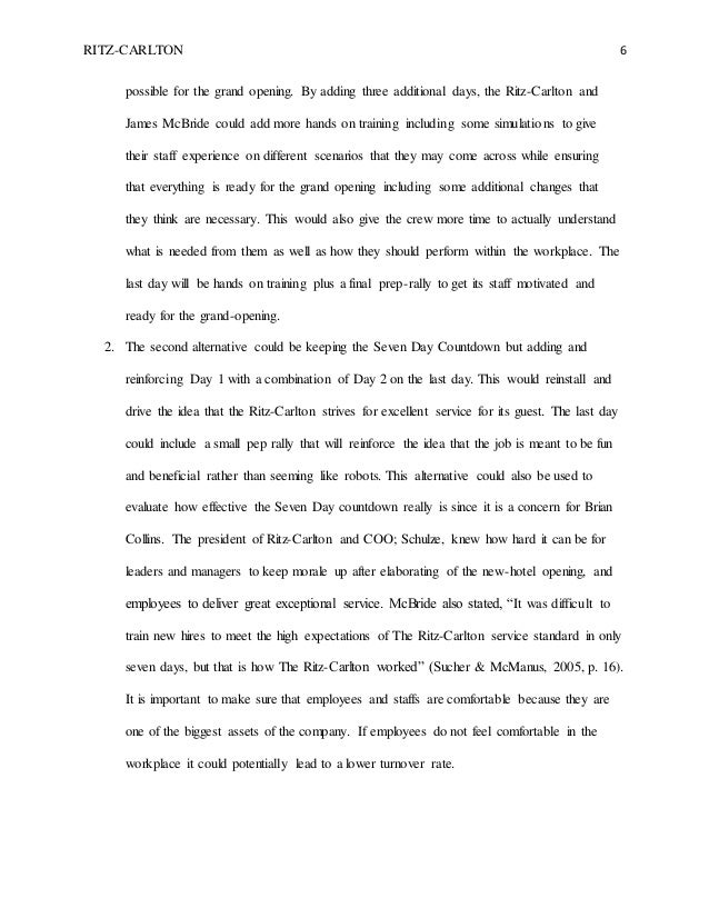 Ritz Carlton Hotel Case