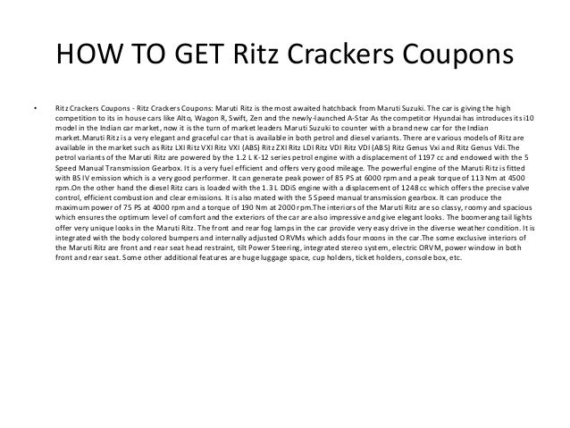 Ritz Crackers Coupons - Printable Ritz Crackers Coupons