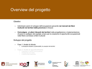 Overview del progetto

 Obiettivi

  –   Individuare azioni di sviluppo dell’occupazione giovanile nei mercati dei Beni
  ...