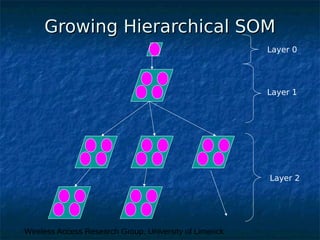 Wireless Access Research Group, University of Limerick
Growing Hierarchical SOMGrowing Hierarchical SOM
Layer 0
Layer 2
Layer 1
 