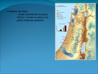 Problema de Gaza - Israel controla els recursos  hídrics i només en deixa una  petita franja als palestins. 
