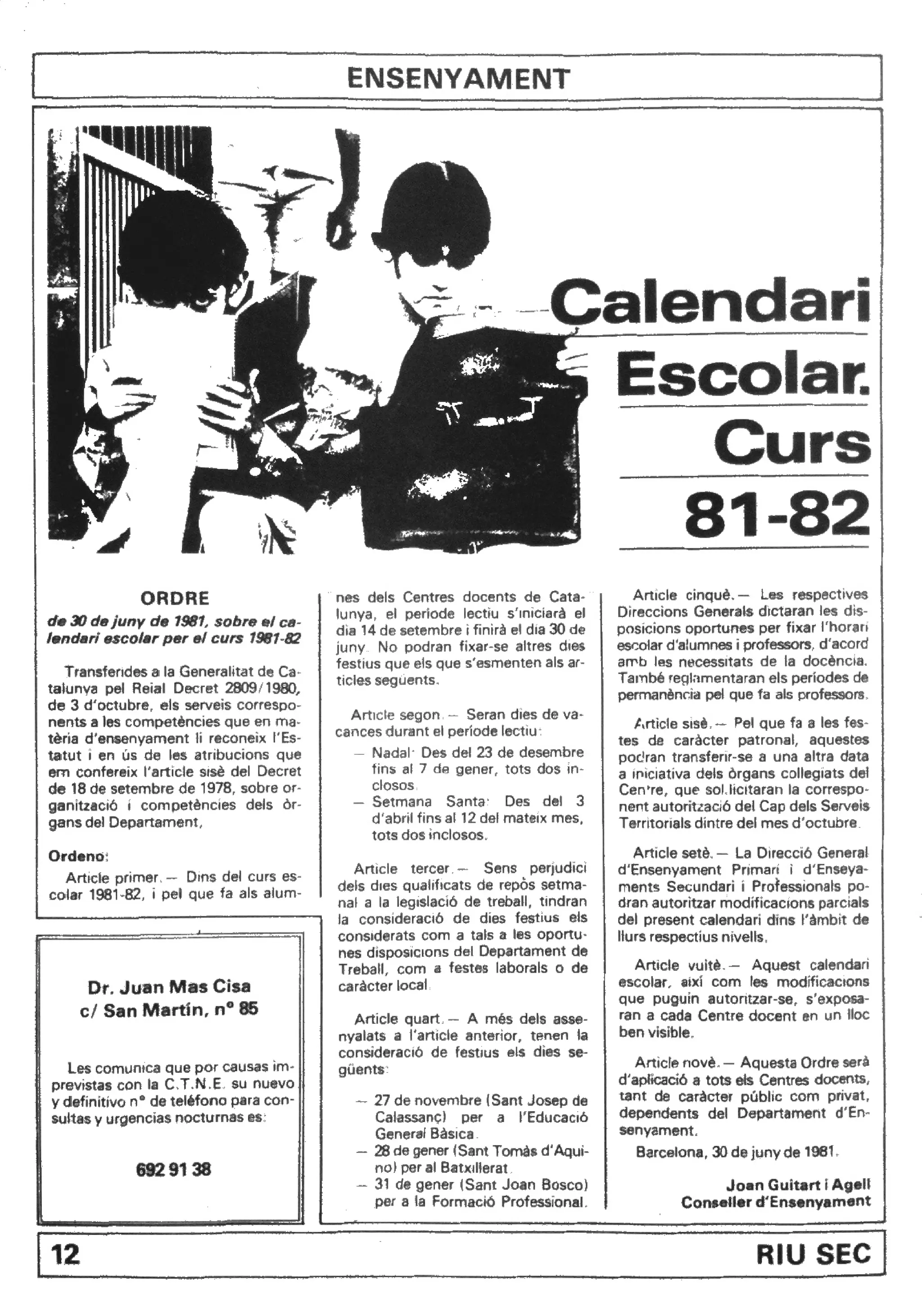 Riu Sec, 7 - Setembre 1981