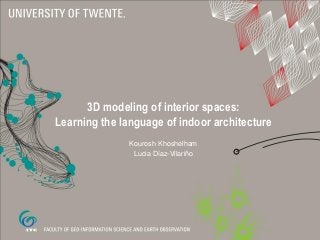 3D modeling of interior spaces:
Learning the language of indoor architecture
Kourosh Khoshelham
Lucia Díaz-Vilariño
 
