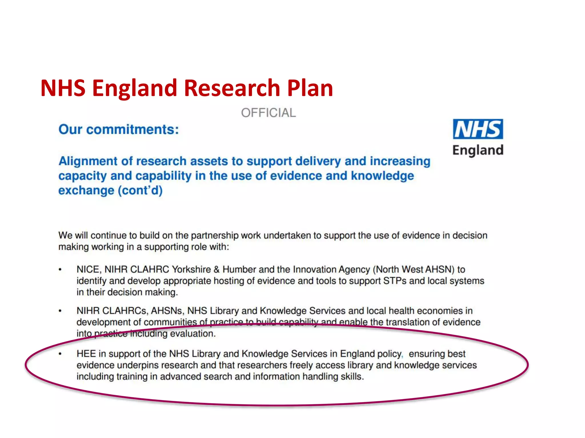 NHS England Research Plan
 