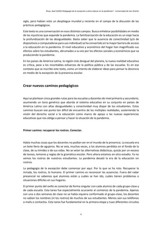 Pedagogía de la excepción ¿Cómo educar en la pandemia?. Axel Rivas | PDF