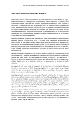Pedagogía de la excepción ¿Cómo educar en la pandemia?. Axel Rivas | PDF