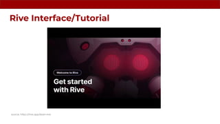 Rive Interface/Tutorial
source: https://rive.app/learn-rive
 