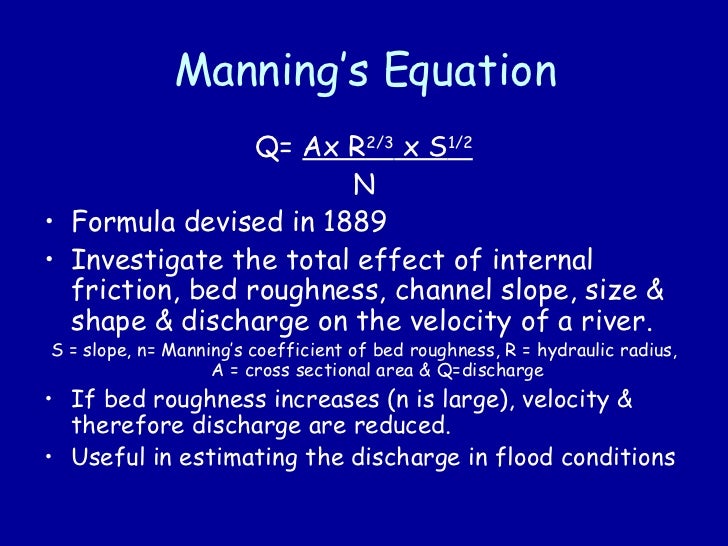 River Channels Velocity And Discharge