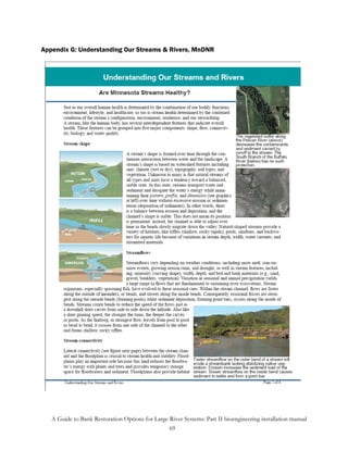 Appendix G: Understanding Our Streams & Rivers, MnDNR




   A Guide to Bank Restoration Options for Large River Systems: Part II bioengineering installation manual
                                                 69
 