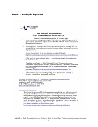 Appendix I: Minneapolis Regulations




   A Guide to Bank Restoration Options for Large River Systems: Part II bioengineering installation manual
                                                 77
 
