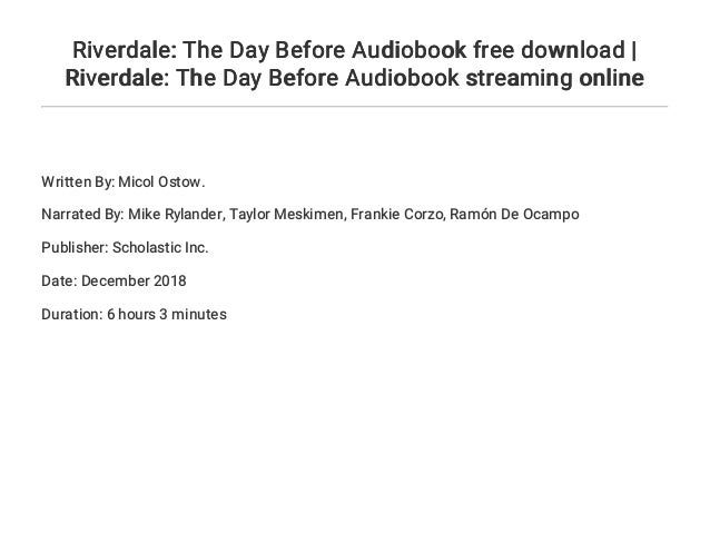 Riverdale The Day Before Exclusive Sneak Peak By Micol Ostow