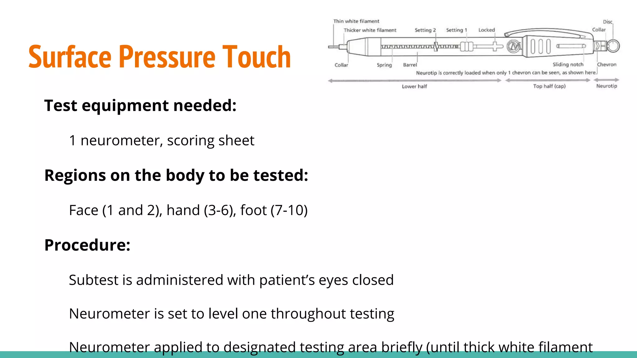 Neurometer Test Rivermead Assessment of Somatosensory Performance | PPTX