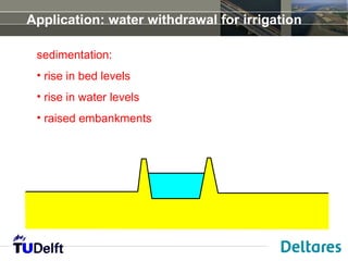 Application: water withdrawal for irrigation

 sedimentation:
 • rise in bed levels
 • rise in water levels
 • raised embankments
 