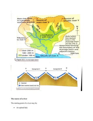 The source of a river
The starting point of a river may be:
 An upland lake
 