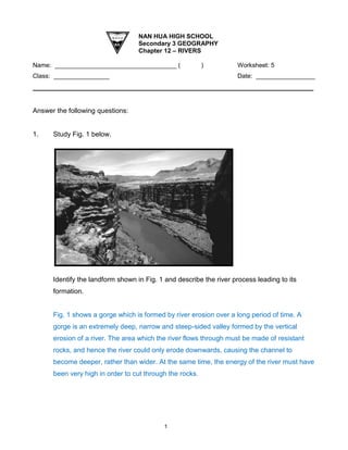 Rivers Worksheet 5 Answers