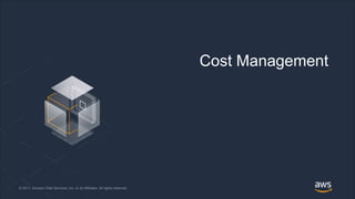 © 2018, Amazon Web Services, Inc. or its Affiliates. All rights reserved.© 2017, Amazon Web Services, Inc. or its Affiliates. All rights reserved.
Cost Management
 