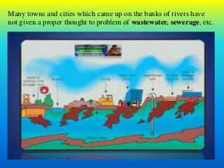 Many towns and cities which came up on the banks of rivers have
not given a proper thought to problem of wastewater, sewerage, etc.
 