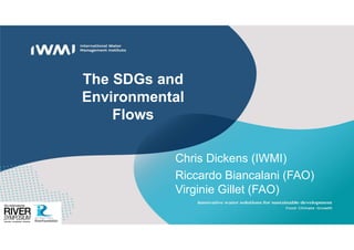 The SDGs and
Environmental
Flows
Chris Dickens (IWMI)
Riccardo Biancalani (FAO)
Virginie Gillet (FAO)
 