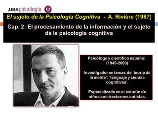 El procesamiento de la información y el
sujeto de la psicología cognitiva
ÁNGEL RIVIÈRE
 