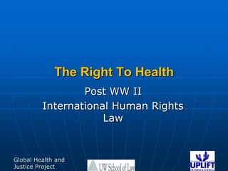 The Right To HealthPost WW II International Human Rights Law