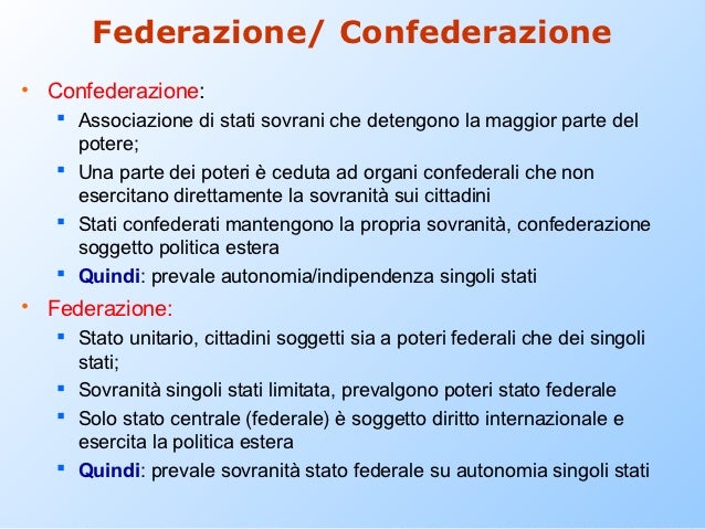 costituzione americana: confederale e federale