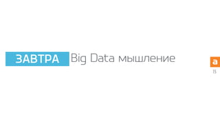 Big Data мышление
13
ЗАВТРА
 