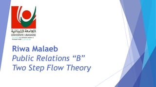 Riwa Malaeb
Public Relations “B”
Two Step Flow Theory
This Photo by Unknown Author is
licensed under CC BY-NC-ND
 
