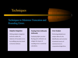 Techniques
Techniques to MinimizeTruncation and
Rounding Errors
 