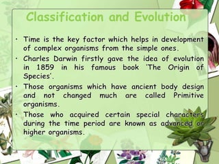 Classification and Evolution
 