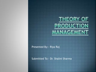 Presented By:- Riya Raj
Submitted To:- Dr. Shalini Sharma
 