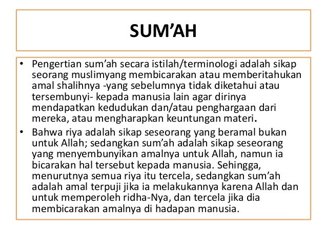 Riya Sum Ah Ujub Dan Takabur Adalah