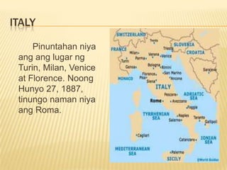 Vienna	Noong Mayo 20, 1887, sina Rizal at Viola ay dumating sa magandang lugar ng Vienna, kabisera ng austria-hungary. Sina Rizal at Viola sa rekomendasyon na galing kay Blumentritt, ay nakipagkita kay Norfenfals, isang matatag na nobelista sa Europa noong panahong iyon. Sila ay ipinakilala sa dalawang kaibigan ni Blumentritt na sina Masner at Nordman, mag-aaral ng Austria.