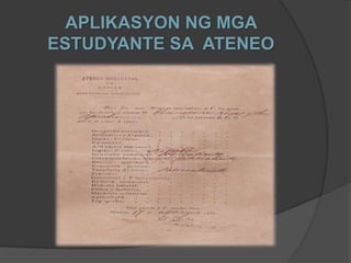 APLIKASYON NG MGA
ESTUDYANTE SA ATENEO
 