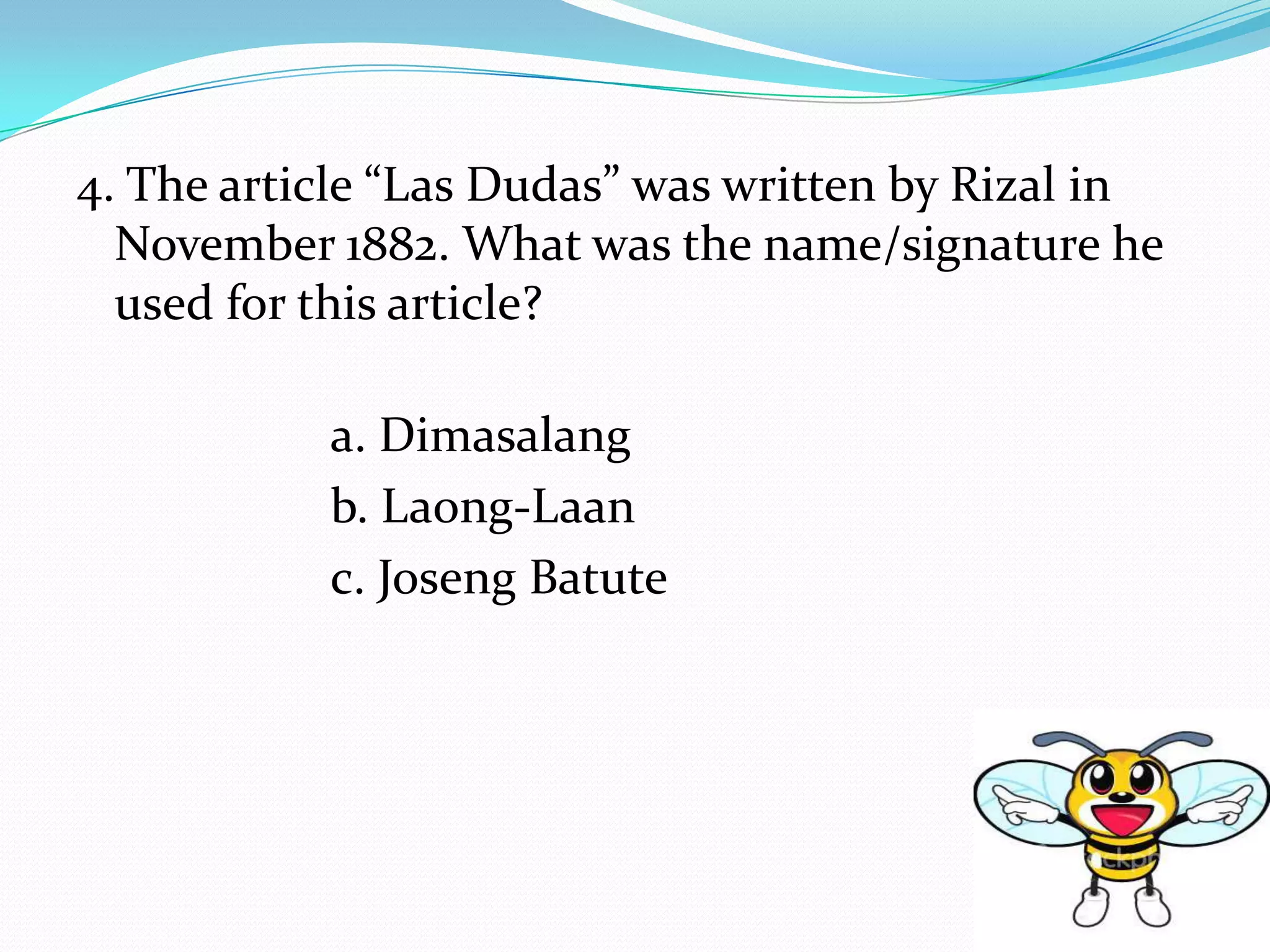 Rizal quiz bee average | PPTX